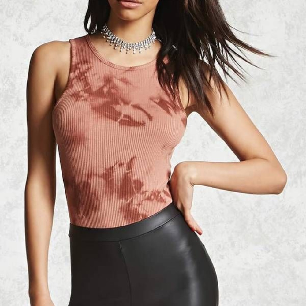 Ribbed Tie-Dye Crew Bodysuit